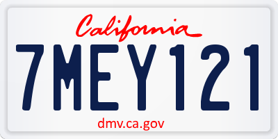 CA license plate 7MEY121