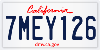 CA license plate 7MEY126