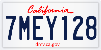CA license plate 7MEY128