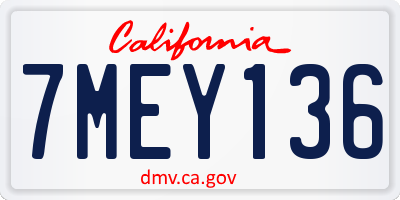 CA license plate 7MEY136