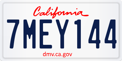 CA license plate 7MEY144