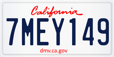 CA license plate 7MEY149