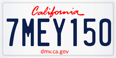 CA license plate 7MEY150