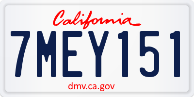 CA license plate 7MEY151