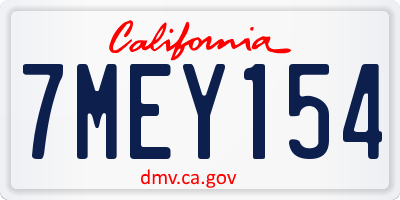 CA license plate 7MEY154