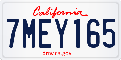 CA license plate 7MEY165