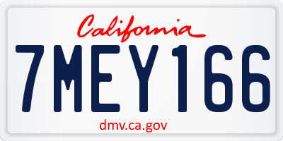 CA license plate 7MEY166