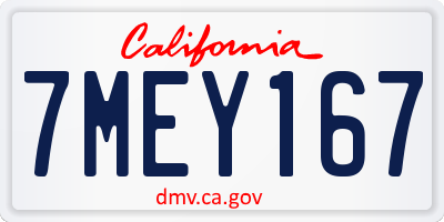 CA license plate 7MEY167
