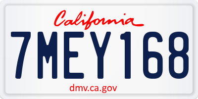 CA license plate 7MEY168