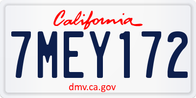CA license plate 7MEY172