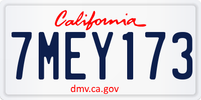 CA license plate 7MEY173