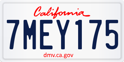 CA license plate 7MEY175