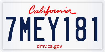CA license plate 7MEY181