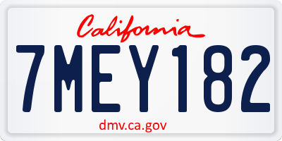 CA license plate 7MEY182