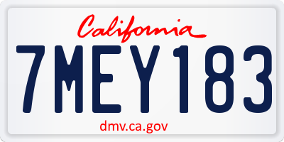 CA license plate 7MEY183