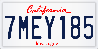 CA license plate 7MEY185
