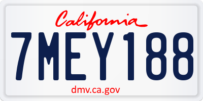 CA license plate 7MEY188