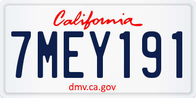 CA license plate 7MEY191