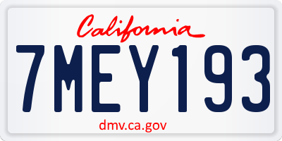 CA license plate 7MEY193