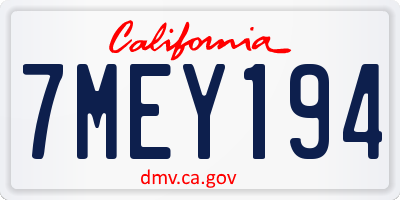 CA license plate 7MEY194