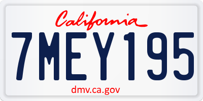 CA license plate 7MEY195