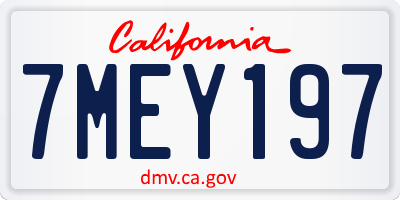 CA license plate 7MEY197