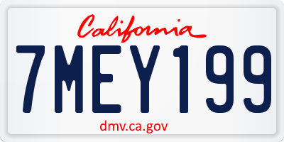 CA license plate 7MEY199