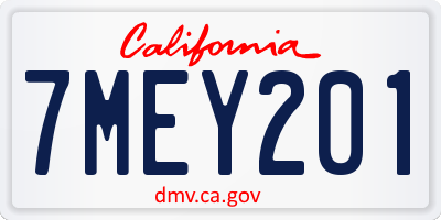 CA license plate 7MEY201