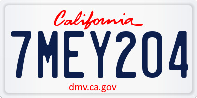 CA license plate 7MEY204