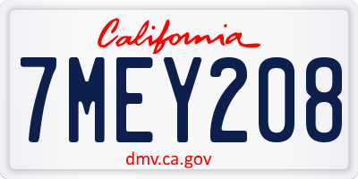 CA license plate 7MEY208