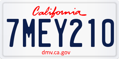 CA license plate 7MEY210