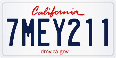 CA license plate 7MEY211
