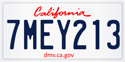 CA license plate 7MEY213
