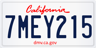 CA license plate 7MEY215