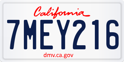 CA license plate 7MEY216