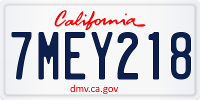 CA license plate 7MEY218