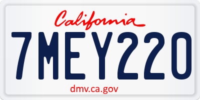 CA license plate 7MEY220