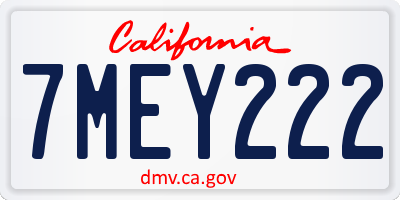 CA license plate 7MEY222