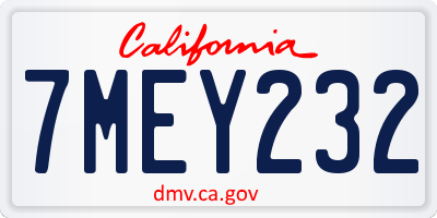 CA license plate 7MEY232
