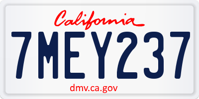 CA license plate 7MEY237