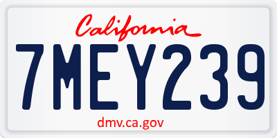 CA license plate 7MEY239