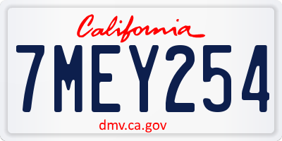 CA license plate 7MEY254