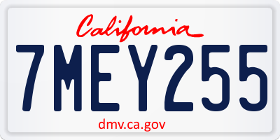 CA license plate 7MEY255