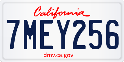 CA license plate 7MEY256