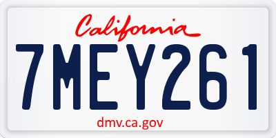 CA license plate 7MEY261