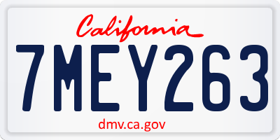 CA license plate 7MEY263