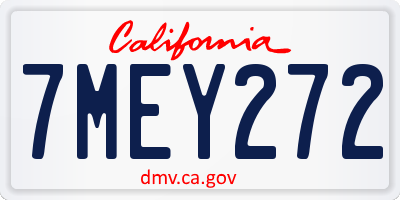 CA license plate 7MEY272
