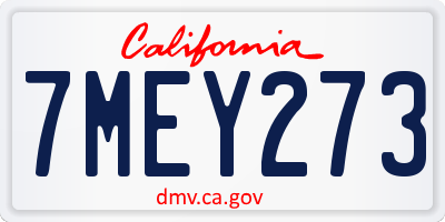 CA license plate 7MEY273
