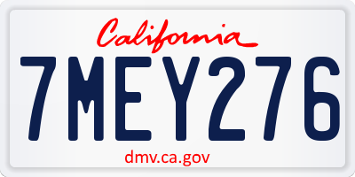 CA license plate 7MEY276