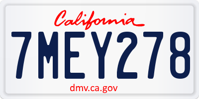 CA license plate 7MEY278